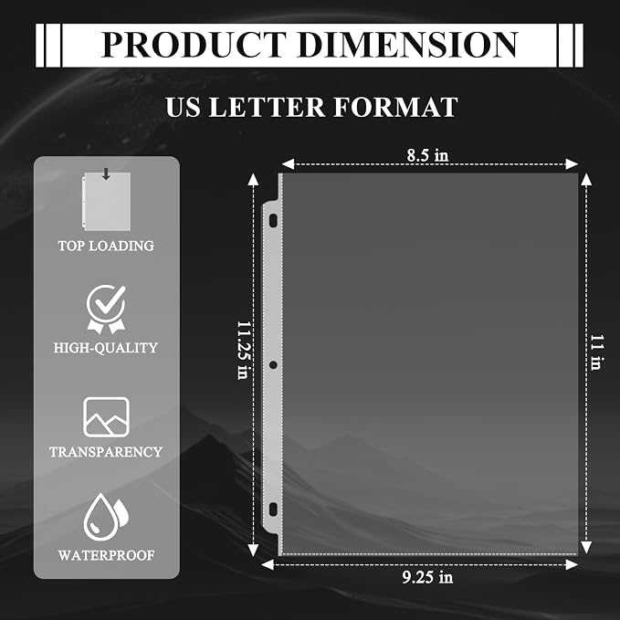Page Protectors for 3 Ring Binder, Sheet Protectors 8.5 x 11 Inch, 200 Per Box - Image 2