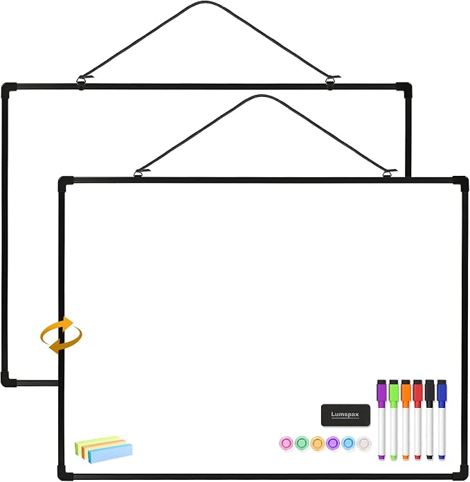 Dry Erase Board for Wall, 6 Magnets and 3 Mini Sticky Notes, Presentation Board by Lumspax