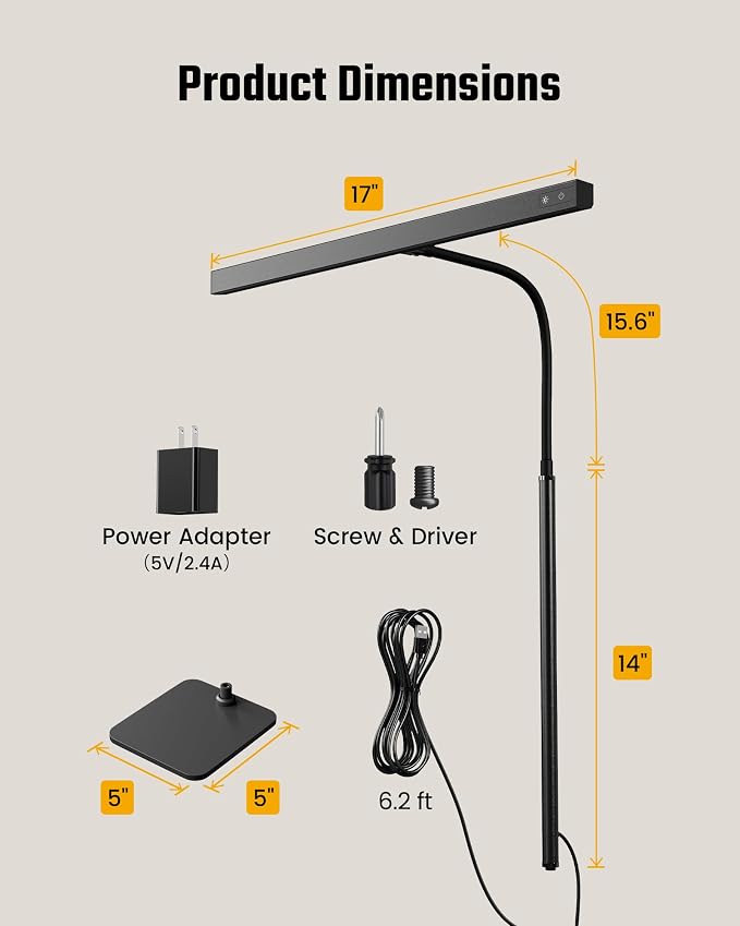 SUPERDANNY LED Desk Lamp for Home Office, Eye-Caring Desk Light - Image 7
