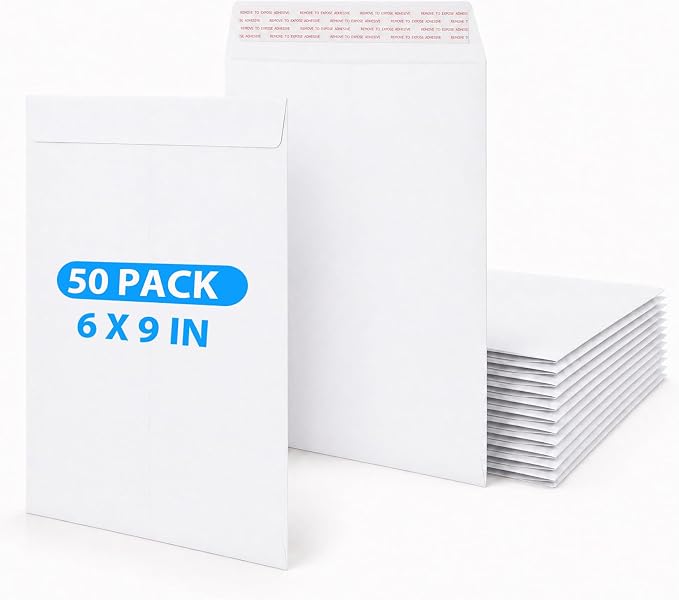 50 Pack 6x9 Catalog Envelopes Self-Seal, Filing & Storage, Office and Business by Catlovecorn