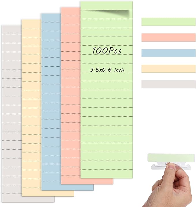 100 Pcs Hanging File Folder Tab Inserts 3.5 Inch Colored Blank File Tab Hanging by SMAODSGN