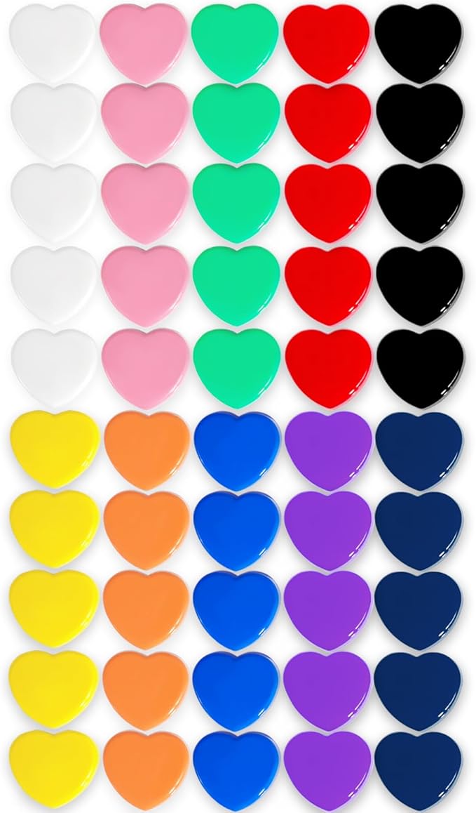 Fridge Magnets - 50 Pcs Mini Cute Magnets, Strong Heavy Duty for Whiteboard, Refrigerator, Locker, Kitchen, Office (10 Colors, Heart)-DeskLoop Office