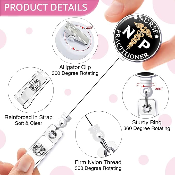NP Nurse Practitioner Badge Reel Retractable - Image 3
