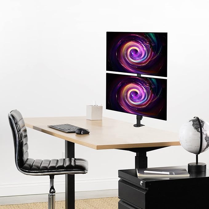 Suptek Dual LED LCD Monitor Stand up Desk Mount for 2 / Two Screens up to 32 inch Extra Tall 31.5" Pole Heavy Duty Fully Adjustable Stand Vertical Array (MD6802)-DeskLoop Office