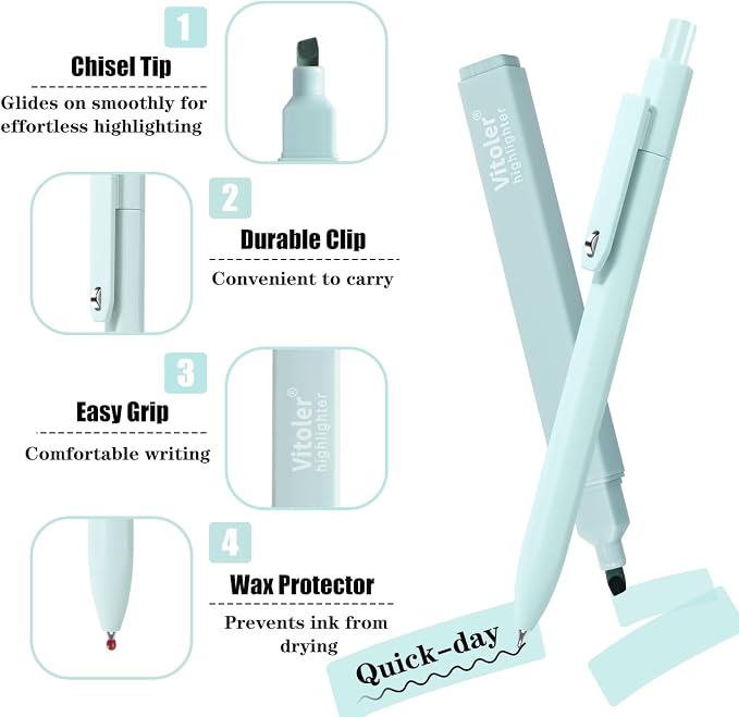 Vitoler Bible Highlighters and Pens, 6 Black Pens & 6 Highlighters | - Image 3