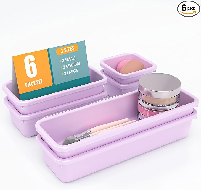 6 PCS Drawer Organizer Set, 3 Size Makeup Drawer Divider Organizer by StoreHappily