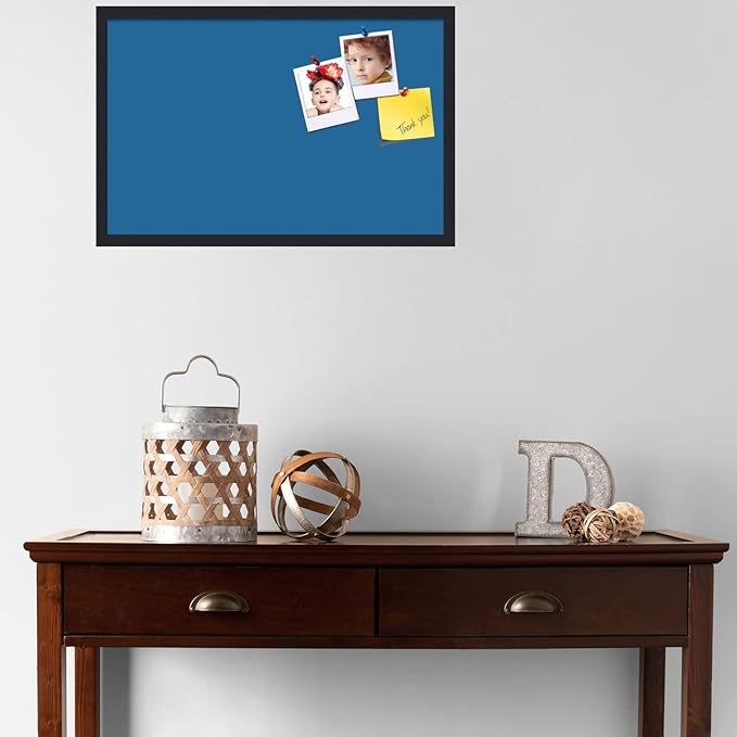 PinPix 28x18 Inch Cork Bulletin Board. This Decorative Framed Pin Board Comes with Navy Pastel Design and a Satin Black Frame. Ideal for Home Office Decor or Message Board (PinPix-1811)-DeskLoop Office