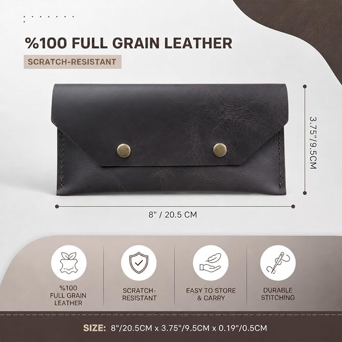 Genuine Leather Cash Envelope Wallet, Two Snap Money Pouch - Image 2