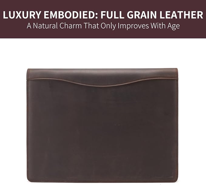 Geslun Genuine Leather 3 Ring Binder, 8.5 x 11 Letter Size Folio - Image 7