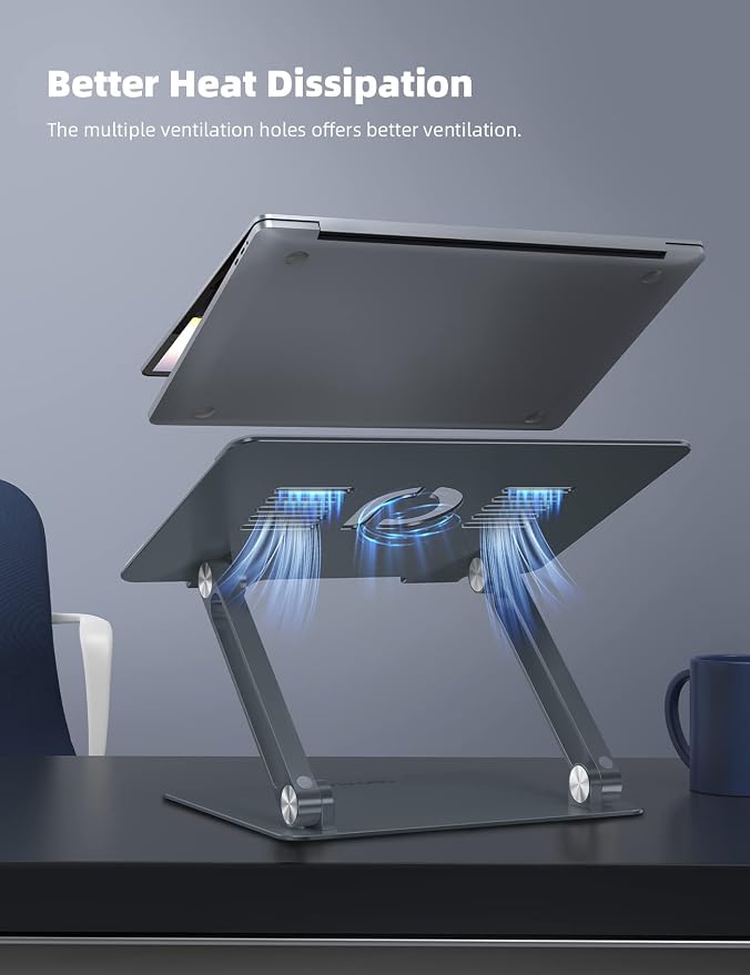 Lamicall Adjustable Laptop Stand, Portable Laptop Riser, Aluminum Laptop Stand - Image 3