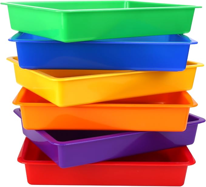 ShineMe Plastic Paper Trays for Classroom, 6 Pack Colorful Classroom Turn in by ShineMe