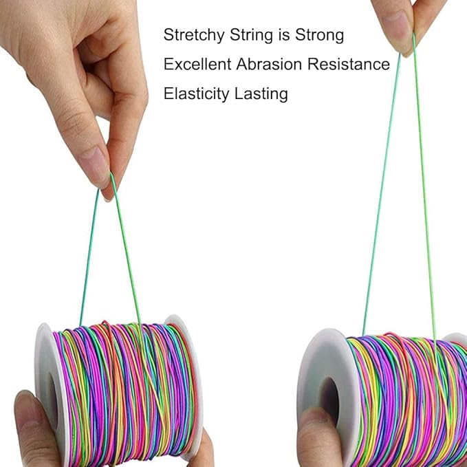 Elastic String for Bracelets, 1mm x 330 Feet Sturdy Rainbow Elastic Cord for Jewelry Making, Necklaces, Beading and Crafts-DeskLoop Office