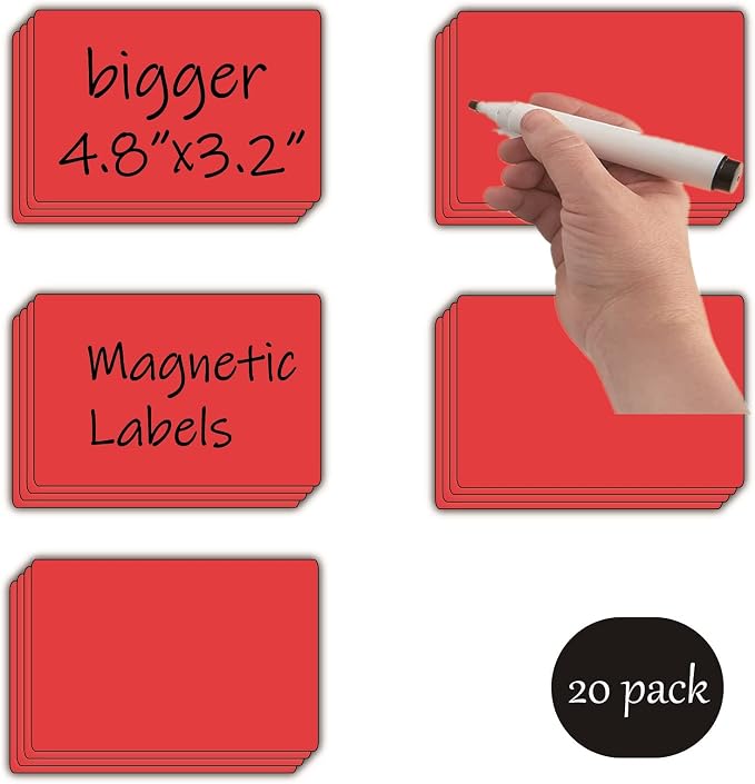 STTMGN Dry Erase Big Magnetic Labels, Large Write On Magnets Name Plates Sticker - Image 2