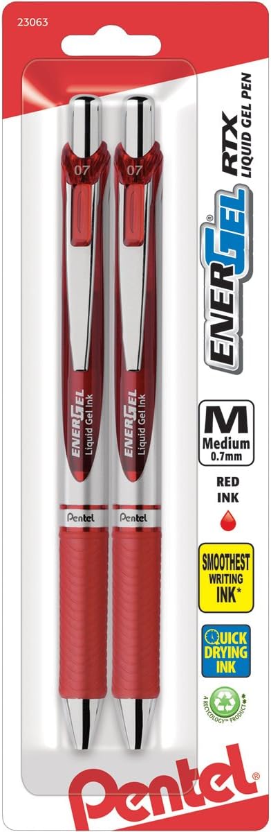 Pentel EnerGel Deluxe RTX Retractable Liquid Gel Pen, Metal Tip, 2 Pack by PentelofAmerica