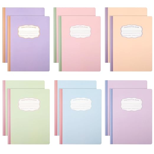 Eaasty 12 Pack Pastel Composition Notebooks Bulk 9.75" x 7.5" Wide Ruled by Unknown