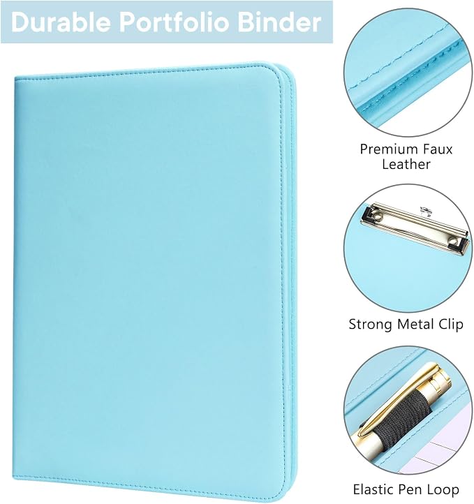 Professional Padfolio with Clipboard, Faux Leather Portfolio Folder Binder - Image 4
