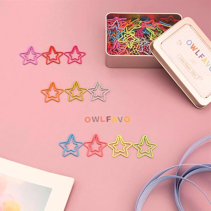 OWLFAVO 100pcs Star Shape Paper Clips - Image 3
