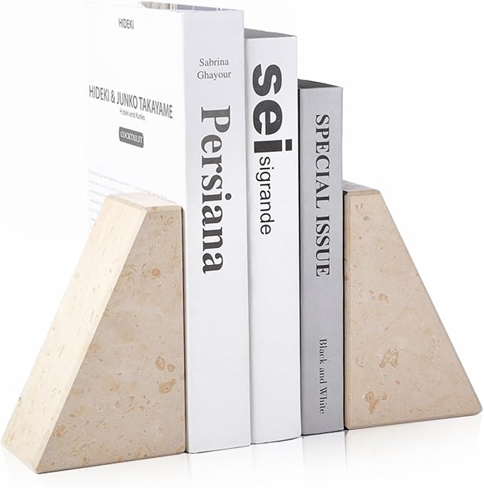 Karibiber Marble Bookends for Heavy Books, Decorative Book Ends for Shelves - Image 6