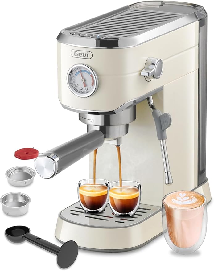 Gevi Commercial Espresso and Coffee Makers, Professional Espresso Maker Latte Machine with Milk Frother, Stainless Steel Expresso Coffee Machines for Home, Compact Cappuccino Machine, Great Gift-DeskLoop Office