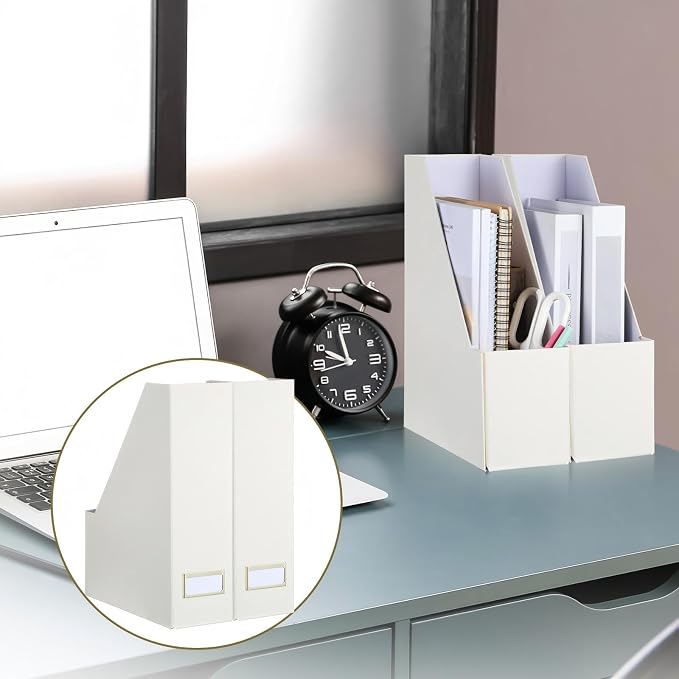 Gueevin Set of 6 Magazine File Holders, Sturdy Cardboard Desk Magazine Organizer - Image 7