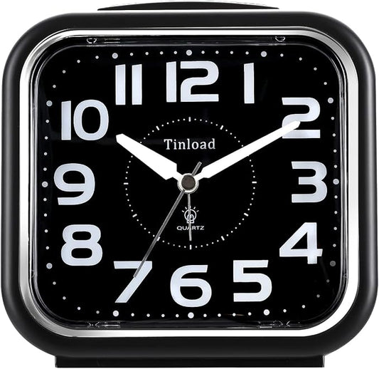 Tinload 5.5" Large Analog Alarm Clock Silent Non Ticking, Gentle Wake, Beep by Tinload