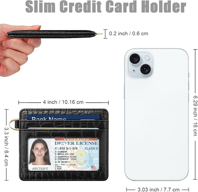 Slim Credit Card Holder Crocodile Wallet Women Thin Alligator Wallets RFID - Image 3