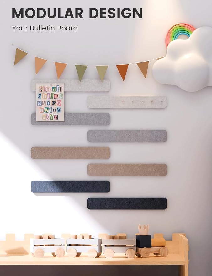 Fluxynara Cork Board Alternative Felt Strip Board 8-Pack 13"x2", Office Pin - Image 5