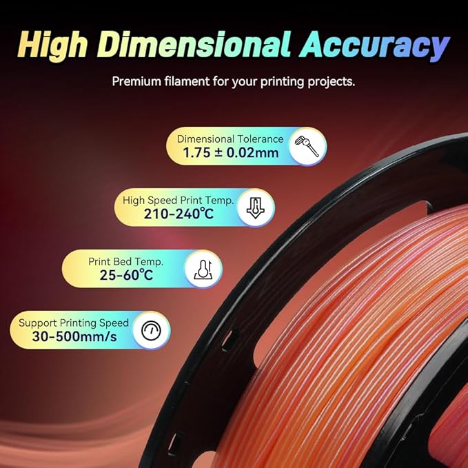 FLASHFORGE Chameleon Gradient Rapid PLA Filament Yellow & Pink, High Flow Speedy Filament 1.75mm Max 500mm/s Fast Printing, Displays Shimmering Effects from Various Angles and Light-DeskLoop Office
