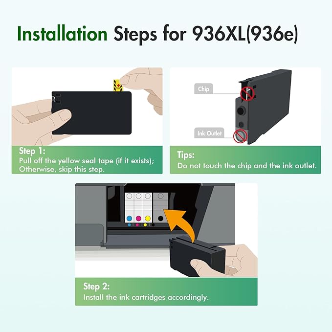 936XL 936 Ink Cartridges Combo Pack: Replacement for HP 936e Ink 936XL Black and 936 Color Combo Pack for HP OfficeJet Pro 9125e 9120e 9730e 9130 9135e 9122e 9128e 9110b 9120b 9130b 9130e Printer-DeskLoop Office