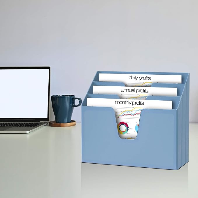 Acrimet Horizontal Triple File Folder Holder Organizer, Open Top Desktop - Image 2