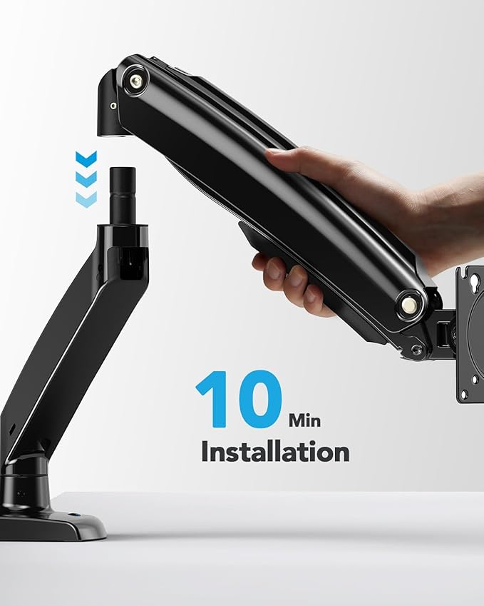 HUANUO Single Monitor Arm for 40 inch Screens, Ultrawide Computer Monitor Mount Holds 26.48 lbs, Upgraded Adjustable Stand with USB, C-Clamp & Grommet Base, VESA 75x75 or 100x100mm-DeskLoop Office
