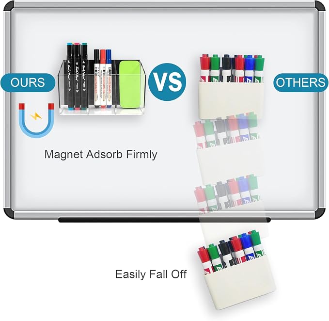 VACONICO Magnetic Pen Holder, Acrylic Dry Erase Marker Holder, Large Capacity - Image 3