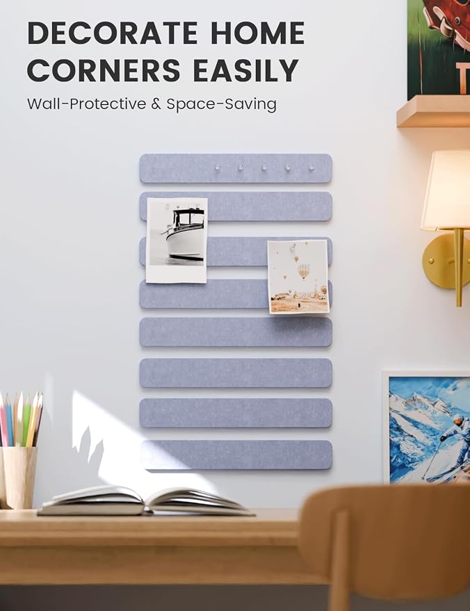 Fluxynara Cork Board Alternative Felt Strip Board 8-Pack 13"x2", Office Pin - Image 4