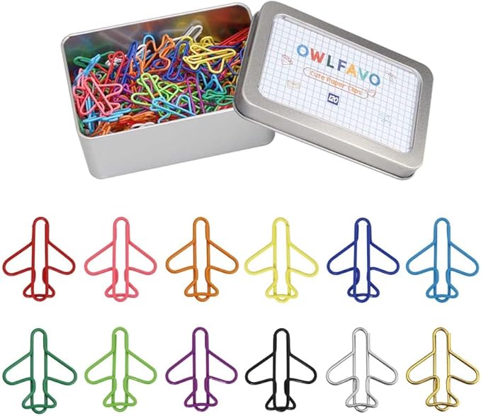 OWLFAVO 120pcs Airplane Shape Paper Clips by OWLFAVO