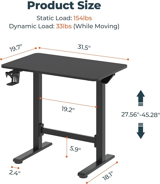 FitStand Small Pneumatic Adjustable Stand Up Desk, Rolling One-Piece Standing - Image 2