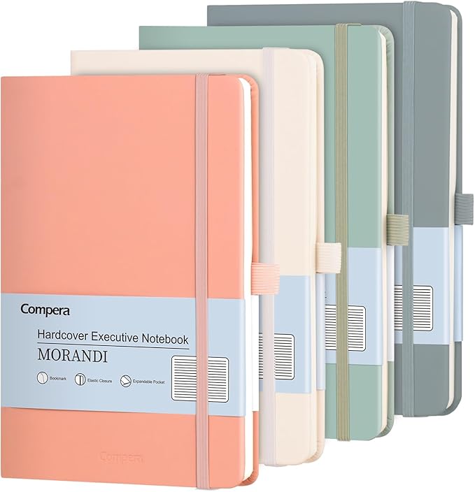 Comix 4 Pack Lined Journal Notebooks for Women, 176 Pages, 5.5 x 8.3, Hardcover, Morandi, 100gsm Paper, A5 Journaling Notebooks, Perfect for Work School Home-DeskLoop Office