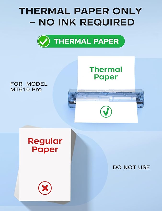 PRT Portable Printer Wireless for Travel, Inkless Bluetooth Small Mobile Thermal Printer, Support 8.5" X 11", A4, Compatible with iOS, Android, Laptop for Home Use, Office & Vehicles, 300 DPI, Black-DeskLoop Office