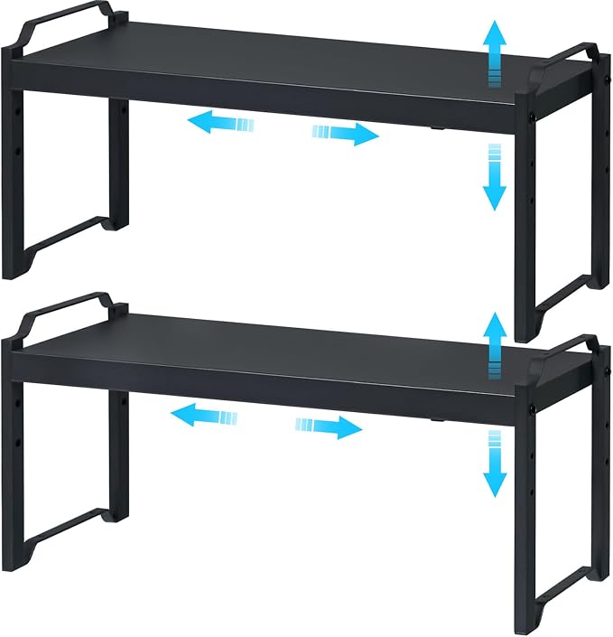 X-cosrack 25.5 Inches 2 Pack Expandable Cabinet Shelves, Stackable Shelf by X-cosrack