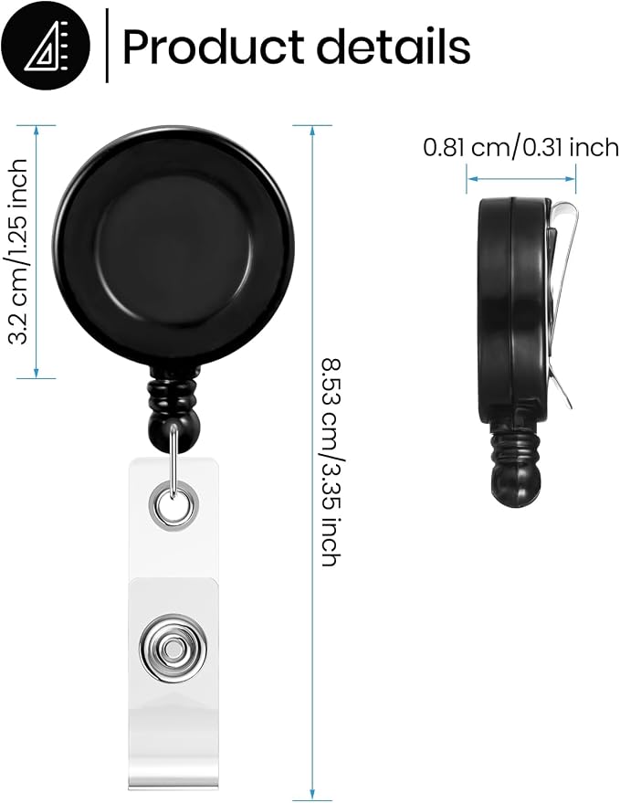 Zonon 3 Pcs Retractable Badge Reel Clips ID Card Holder Reel - Image 2