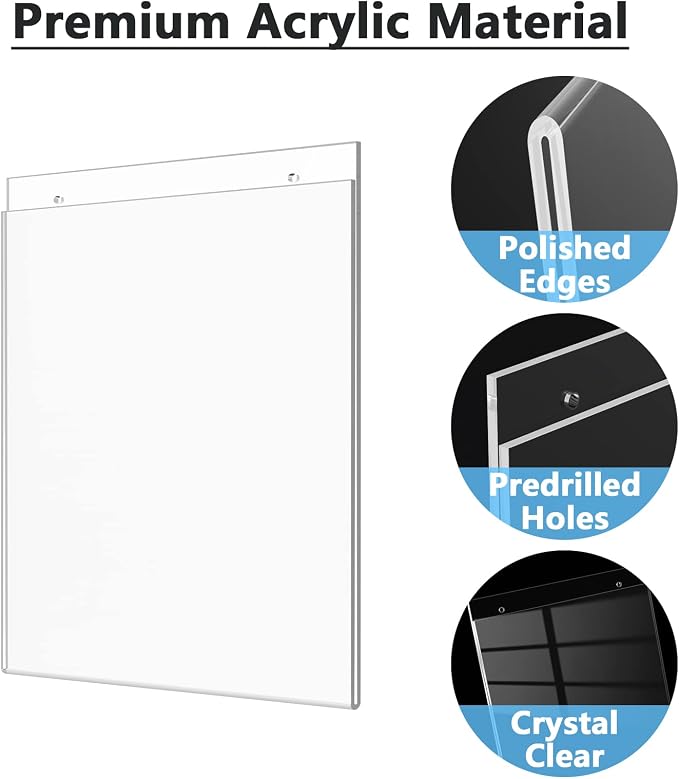 MaxGear Wall Mount Sign Holder, 8.5 x 11, 6 Pack | Clear Acrylic Material - Image 3