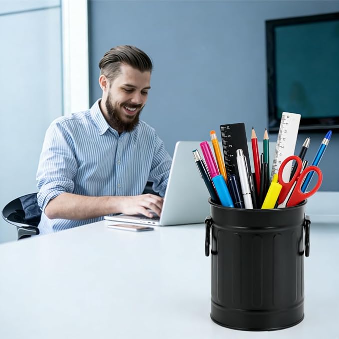 Noamus 9 Pack Metal Pen Holder, Mini Pencil Bucket - Image 4