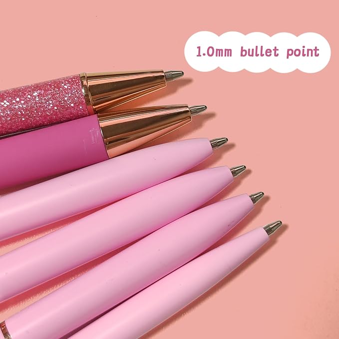 YOXMJDB Pink Pens for Women, 1.0mm Medium Point Black Ink, Office and School - Image 7