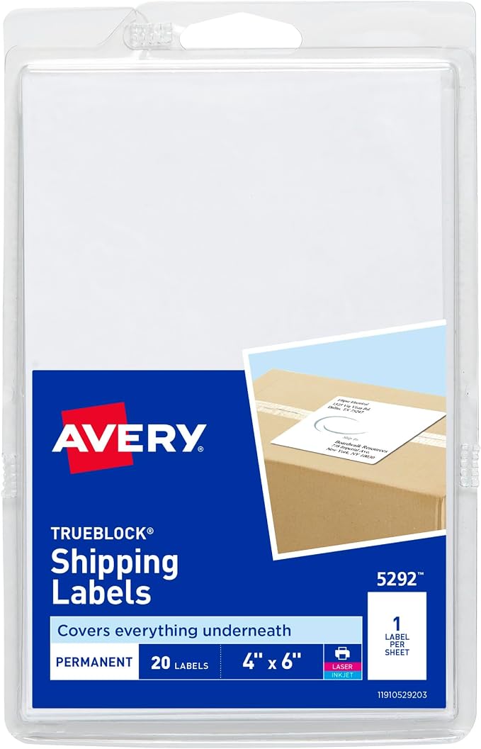 Avery Printable Shipping Labels, 20 Blank Address Labels by Avery