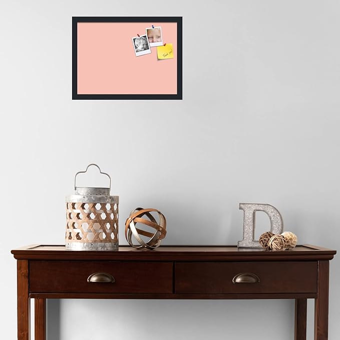 PinPix 18x13 Inch Cork Bulletin Board. This Decorative Framed Pin Board Comes with Pink Pastel Design and a Satin Black Frame. Ideal for Home Office Decor or Message Board (PinPix-1813)-DeskLoop Office