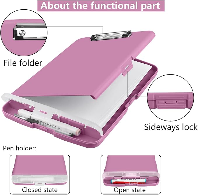 SFLHHDM Purple Clipboard with Storage, Clip Boards 8.5x11, Plastic Clipboard - Image 5