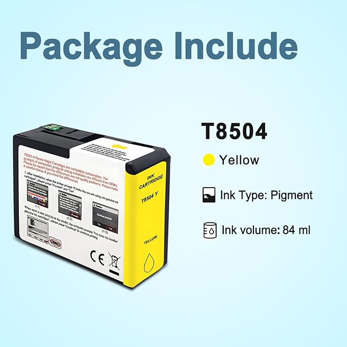 T850 Ink Cartridge T8504 T850400 Remanufactured Work for SureColor P800 (1-Pack, Yellow)-DeskLoop Office