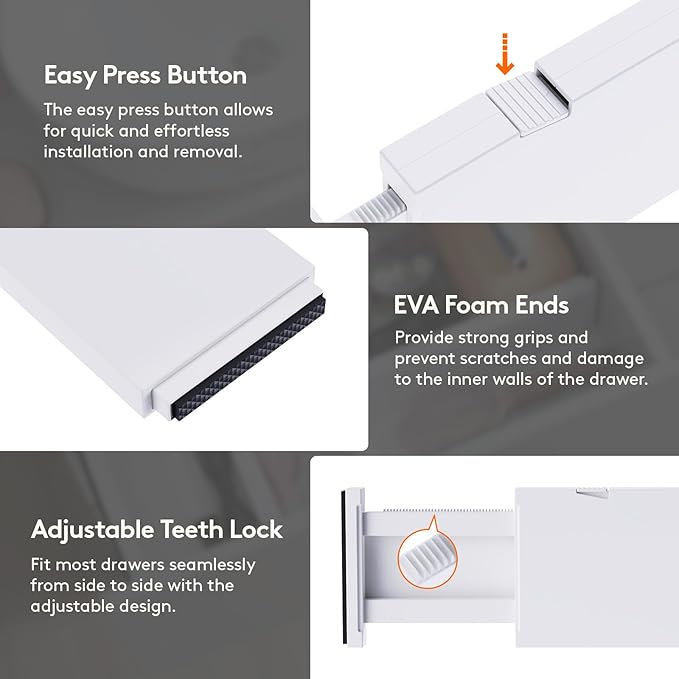 Lifewit 6 Pack Drawer Dividers 4" High, 11-17" Adjustable Clothes Organizers, Expandable Dresser Separators in Bedroom/Bathroom/Kitchen/Office, White-DeskLoop Office