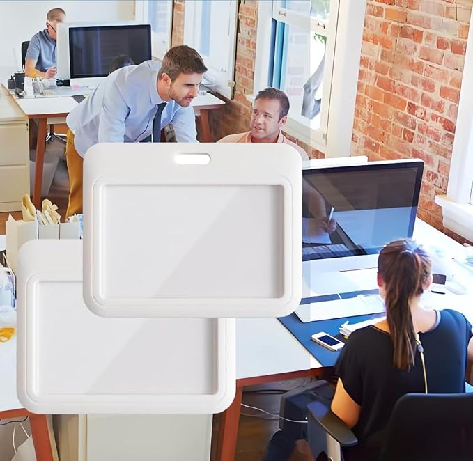 15 Pack Sliding ID Badge Holder Horizontal Hard Plastic Card Case Protector - Image 5