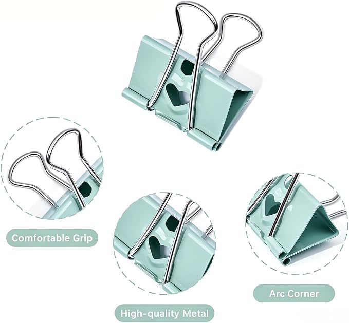 BAYTORY 24Pcs Pastel Binder Clips, 1.6 Inch Large Binder Clips, - Image 3