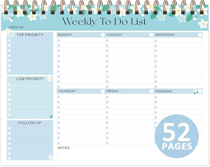 Weekly To Do List Notepad, Undated Planner by VALOME